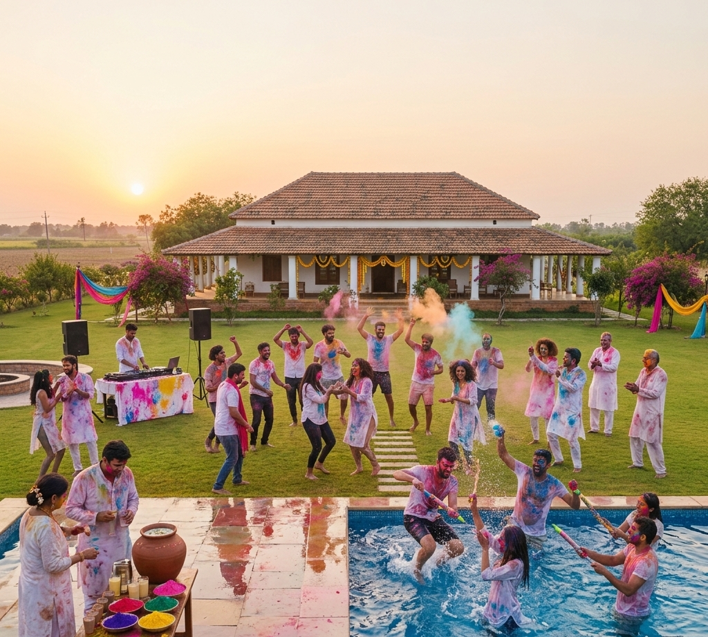 How to Book Farmhouse for Holi Celebrations